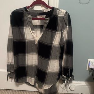 Loft blouse.  Black and ivory plaid
